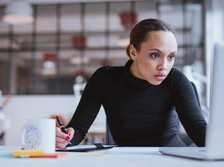 busy computer woman