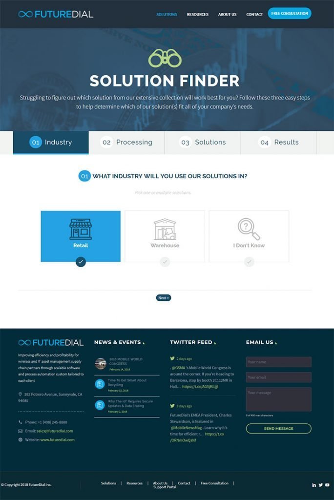 futuredial website screenshot