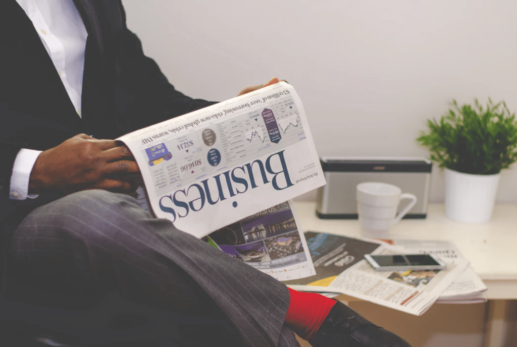 reading newspaper