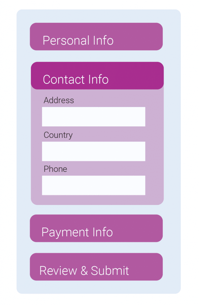 A graphic explaining the design element progressive disclosure.