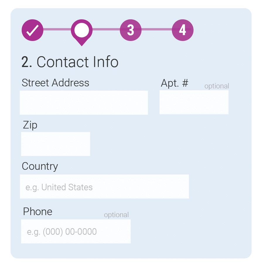 A graphic chunking information on separate mini pages on a mobile form.