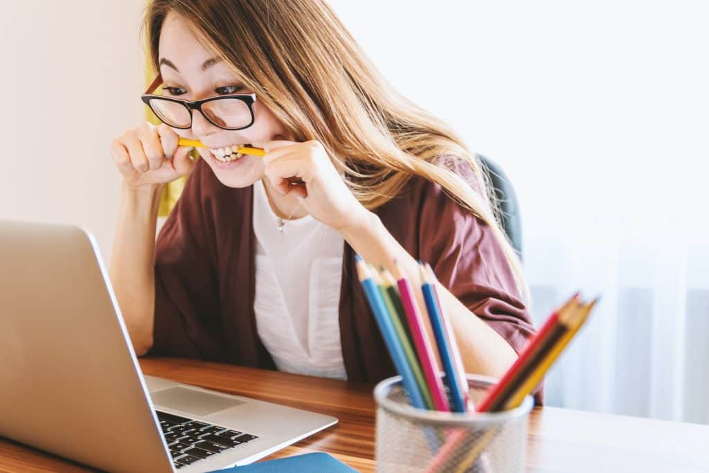 Woman looking at laptop stressed about Google Core Update