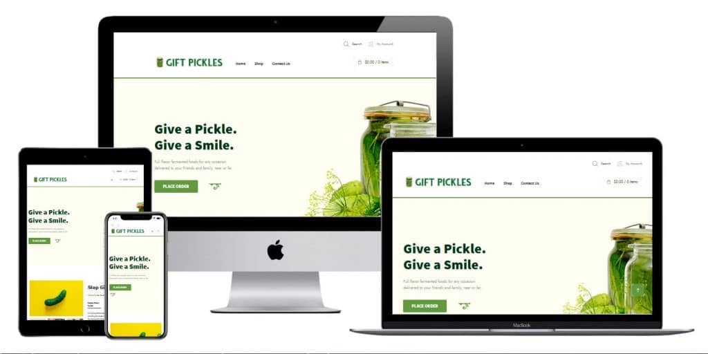 gift pickles website on computer