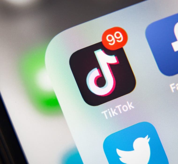 Zoomed image of the TikTok app on a mobile smart phone