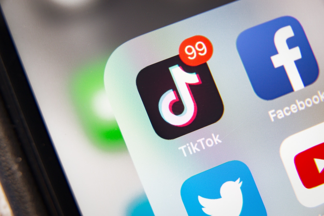 Zoomed image of the TikTok app on a mobile smart phone