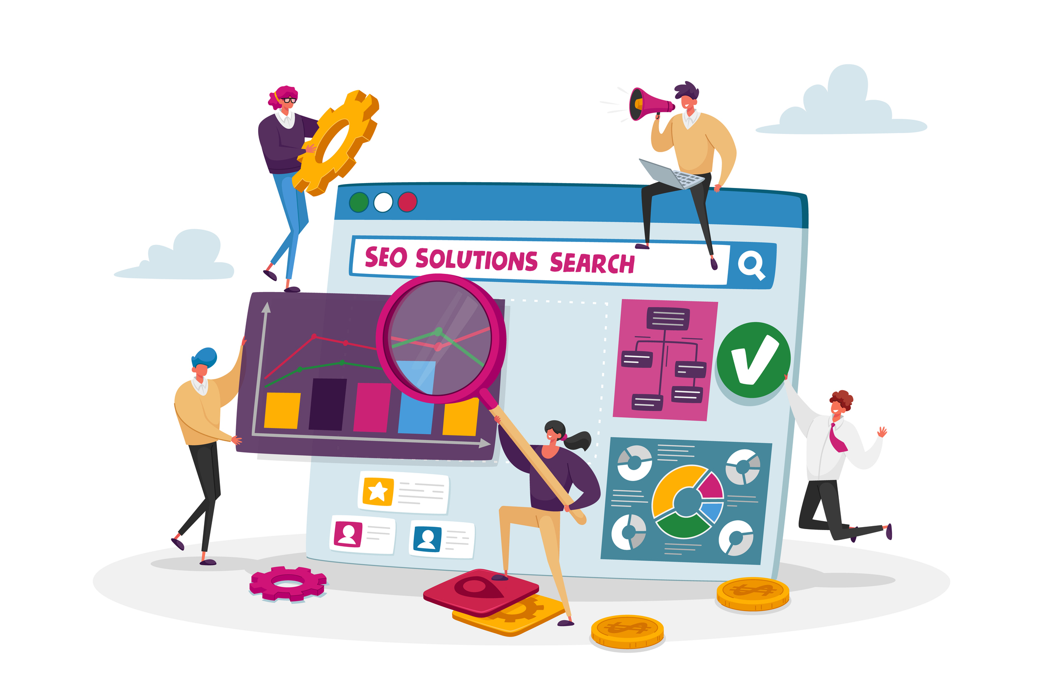 A vector illustration representing a list of seo services.