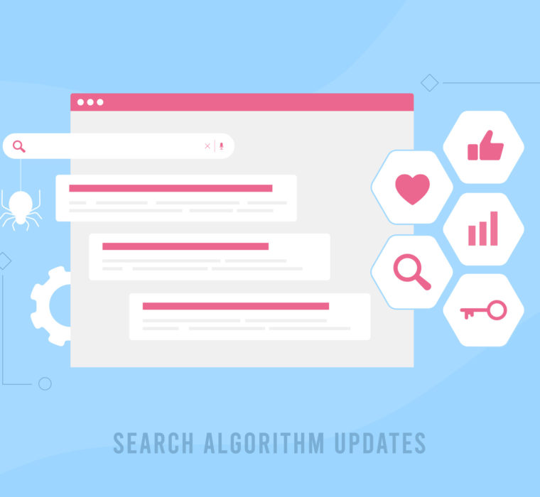 Illustration of a web page to represent Google algorithm updates.