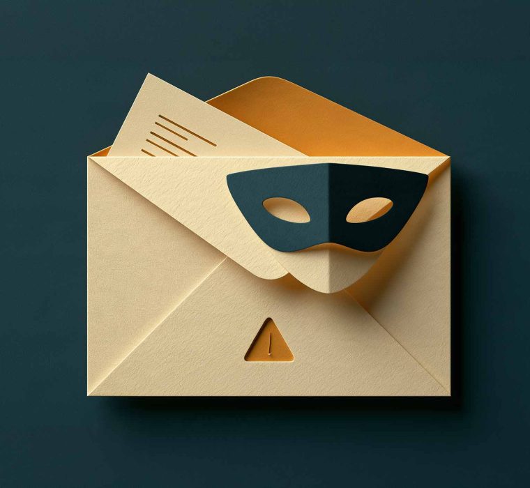 green paper mask on yellow envelope